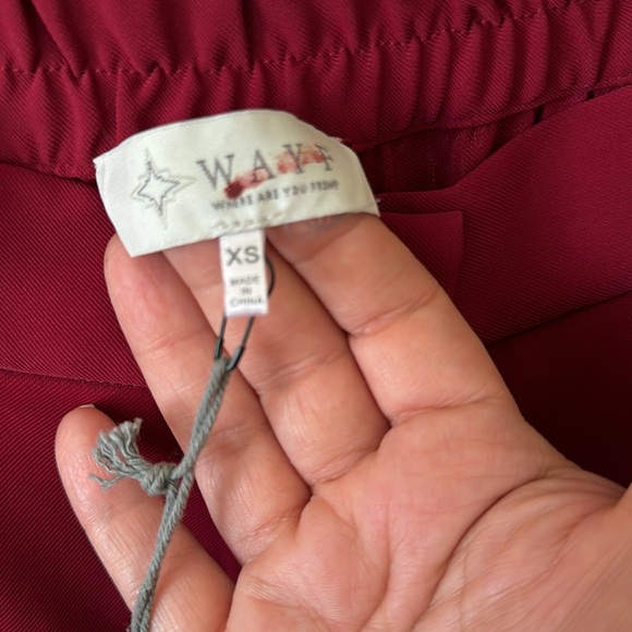 NWT WAYF sz XS scarlet red feather trim pants - Picture 12 of 12